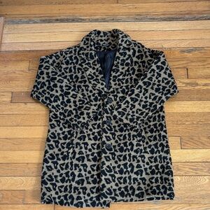 Nasty Gal Leopard Print Coat - Black & Tan
